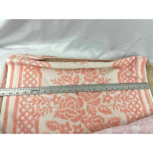 VTG Lot 4 Retro Floral Pink Hand Towels Canon 60s 70s Fringe Reversible - Picture 12 of 14